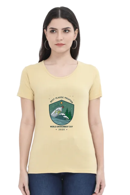 Beat Plastic Pollution – Women’s Eco-Friendly T-Shirt | World Environment Day 2025 Special Edition