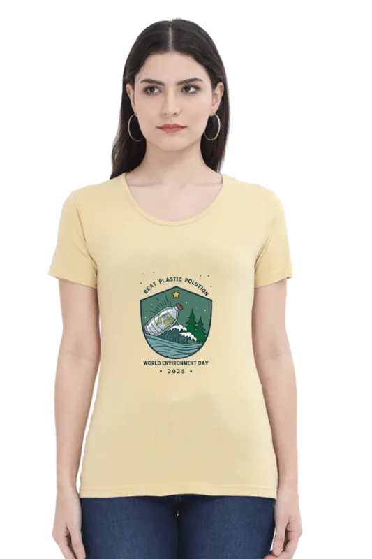 Lelo Bhai 25 Beat Plastic Pollution – Women’s Eco-Friendly T-Shirt | World Environment Day 2025 Special Edition
