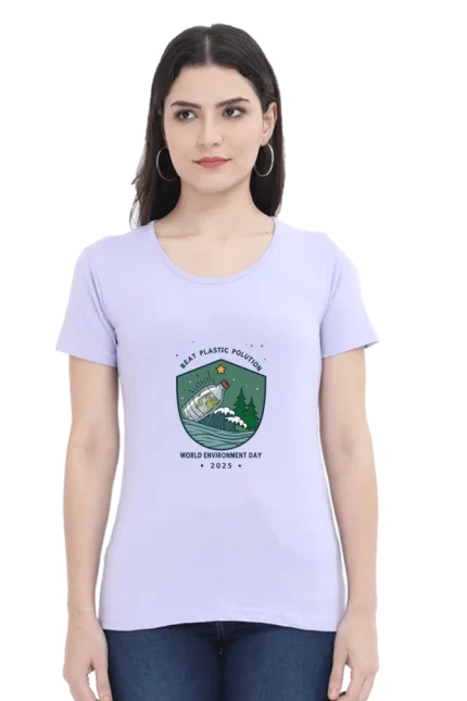Beat Plastic Pollution – Women’s Eco-Friendly T-Shirt | World Environment Day 2025 Special Edition