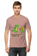 Extinction Was an Inside Job Dinosaur Meme T-Shirt for Men