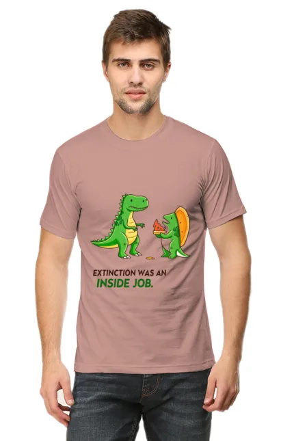 Extinction Was an Inside Job Dinosaur Meme T-Shirt for Men