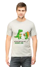 Extinction Was an Inside Job Dinosaur Meme T-Shirt for Men