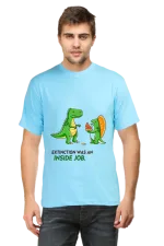 Extinction Was an Inside Job Dinosaur Meme T-Shirt for Men