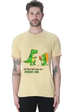 Extinction Was an Inside Job Dinosaur Meme T-Shirt for Men