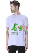 Extinction Was an Inside Job Dinosaur Meme T-Shirt for Men