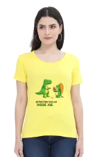 Extinction Was an Inside Job Women’s T-Shirt – Funny Dinosaur Meme Tee