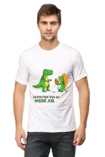 Extinction Was an Inside Job Dinosaur Meme T-Shirt for Men
