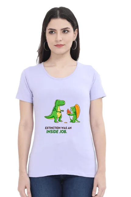 Extinction Was an Inside Job Women’s T-Shirt – Funny Dinosaur Meme Tee