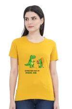 Extinction Was an Inside Job Women’s T-Shirt – Funny Dinosaur Meme Tee