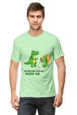 Extinction Was an Inside Job Dinosaur Meme T-Shirt for Men