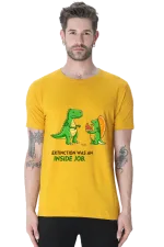 Extinction Was an Inside Job Dinosaur Meme T-Shirt for Men