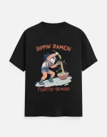 Sippin Ramen Fighting Demons - Unisex Classic Crew Anime T-Shirt